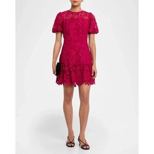 Milly Dark Pink Yasmin Gerber Daisy Floral Embroidered Dress NWT $425, Size 12
